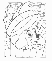 A coloring page of lady and the tramp